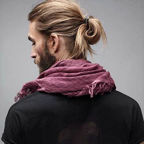 blond pony tail long hairstyles for men