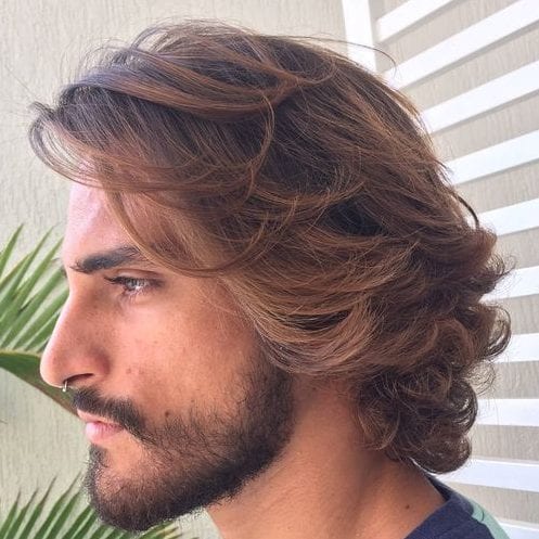 layered middle part men