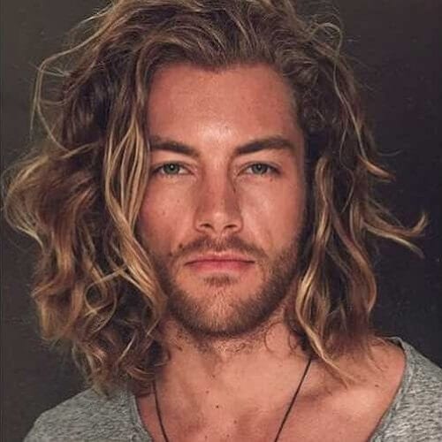 Shoulder Length Wavy Hair Men