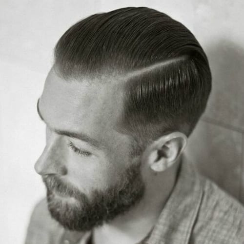 Slick Back Hair with Hard Part
