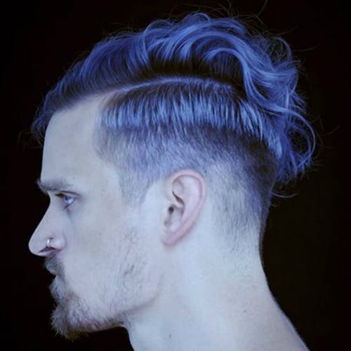 Blue Blowout Fade Haircut for Men