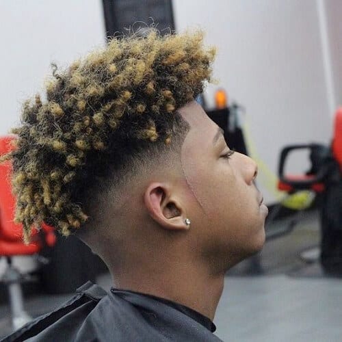 Temp Fade Haircut with Colored Tips