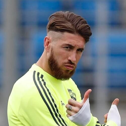 Sergio Ramos Side Part Hairstyle with Scruffy Beard