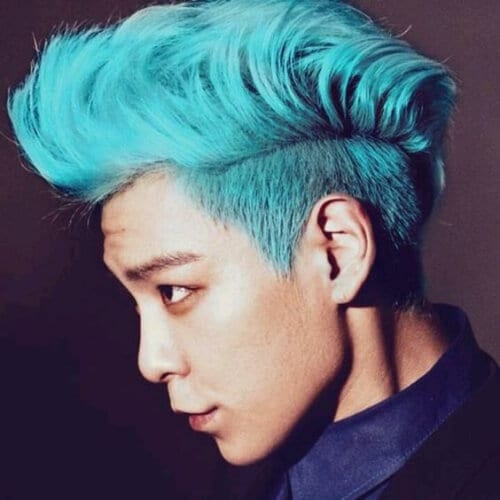 turquoise hair korean men haircut