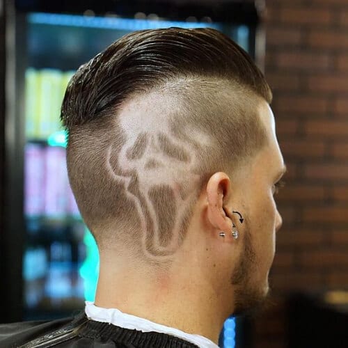 Fade Broken Heart Haircut Design 