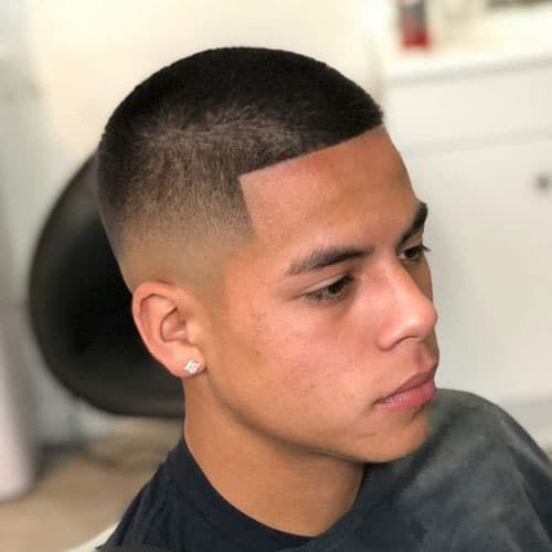 burr cut with structured hairline