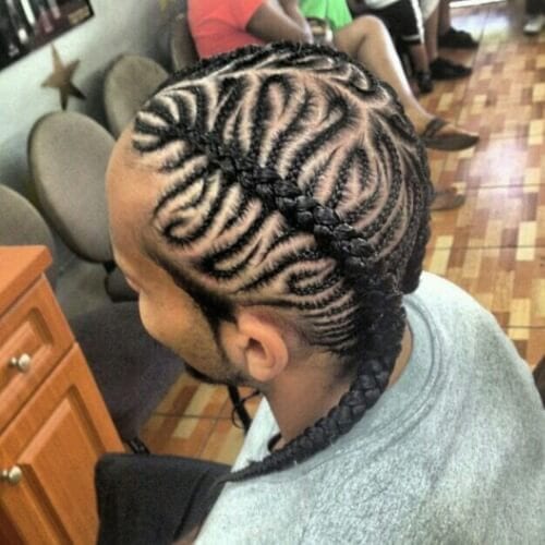 Cornrows with Two Thick Braids