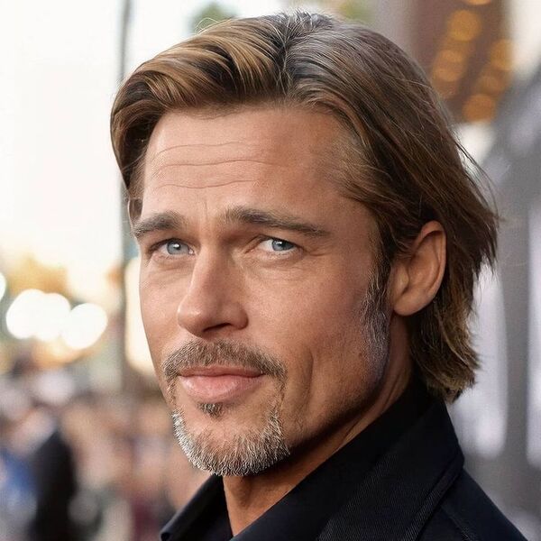 Brad Pitt Eboy Haircut - Brad Pitt wearing black formal attire.