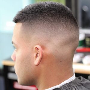 50 Awesome Army Hair Cut Ideas in 2022 - a man wearing a black barber cape