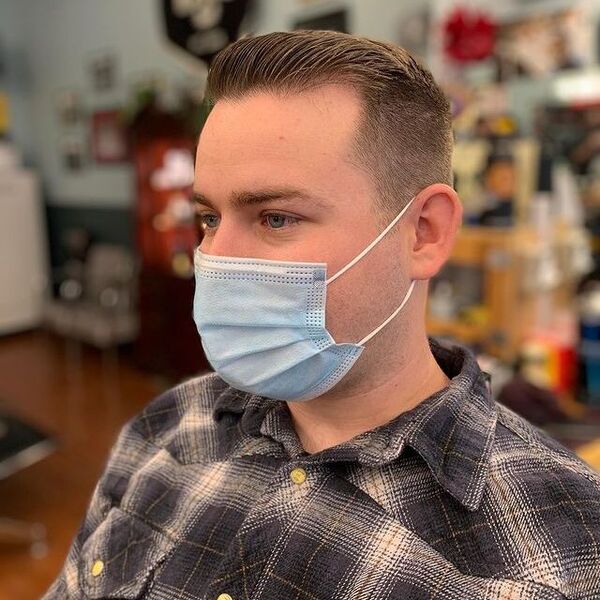 Brush Up Short Hair with Regular Hairstyle - a man wearing a facemask