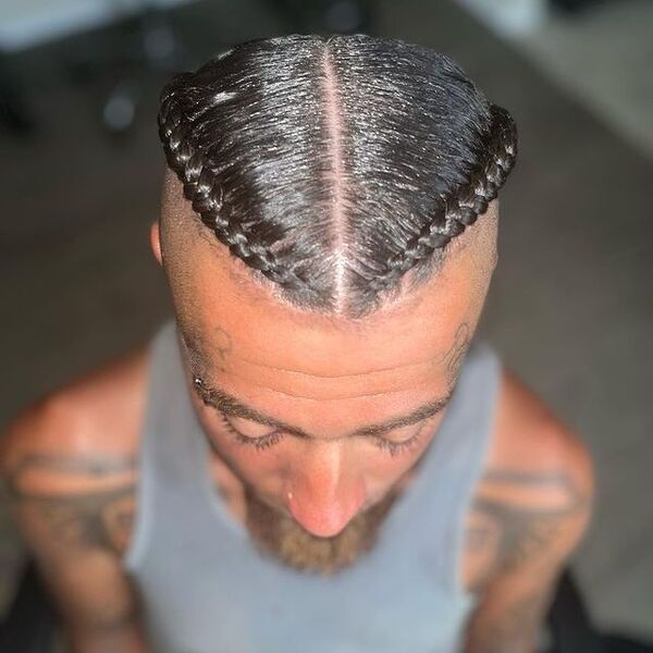 Skin Faded Cut with Corn Rows - wearing a gray sando