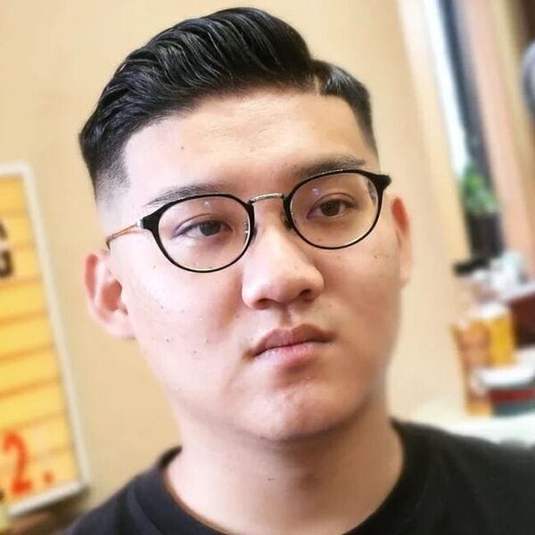 wearing black eyeglass and plain black shirt